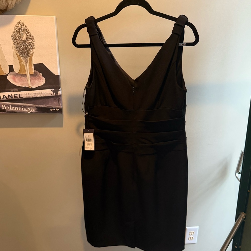 NWT Adrianna Papell Black V-neck Sleeveless Black Dress Size 14 XL MSRP $122 - Picture 10 of 12